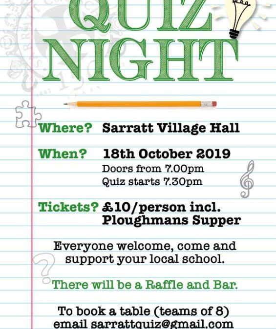 Sarratt School Quiz Night – Book a table and support our school.